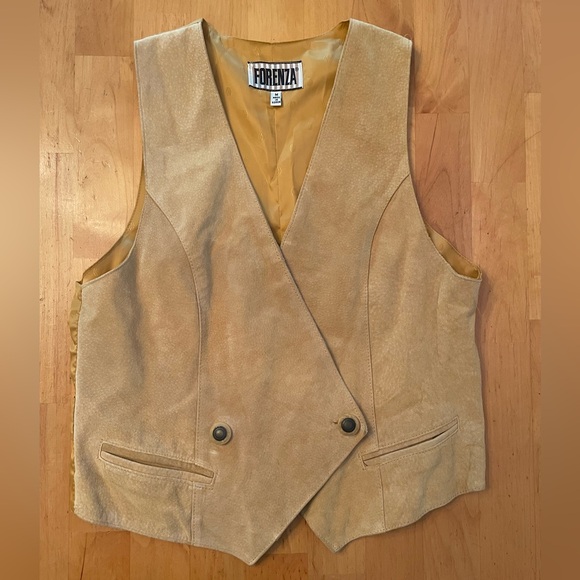 Forenza Jackets & Blazers - Forenza Genuine Leather Button Vest Yellow Women’s Medium